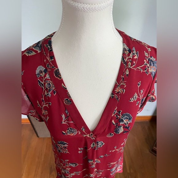 Joie Almarie B Silk Floral Dress Tandoori Red Size Small - Picture 10 of 13